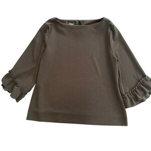 Talbots Black Ruffle Sleeve Boatneck Top XL VN259 04/17